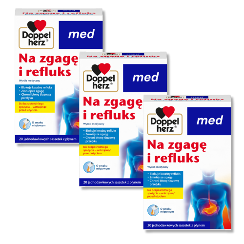 3x Doppelherz® med Na zgagę i refluks, 20 saszetek ZESTAW