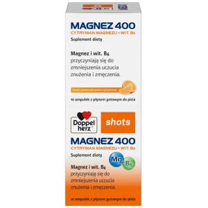 Doppelherz® shots MAGNEZ 400  Cytrynian magnezu + wit. B6, 10 ampułek
