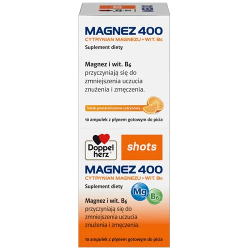 Doppelherz® shots MAGNEZ 400 Cytrynian magnezu + wit. B6