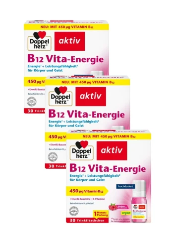 3x Doppelherz® aktiv B12 Intense, 3x30 butelek ZESTAW