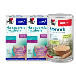 2x  Doppelherz® med Na zaparcia i wzdęcia, 10 saszetek + Doppelherz® aktiv Błonnik, 250g