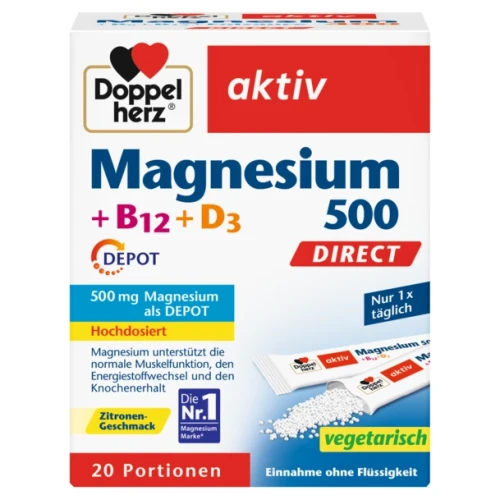 Doppelherz® aktiv Magnez 500 + wit. B12 + D3, 20 saszetek