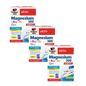 3x Doppelherz® aktiv Magnez 500 + wit. B12 + D3, 3x20 saszetek ZESTAW