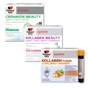  Doppelherz® system KOLLAGEN BEAUTY + KOLLAGEN 11.000 KURKUMA+IMBIR + CERAMIDE BEAUTY 3x30 ampułek ZESTAW