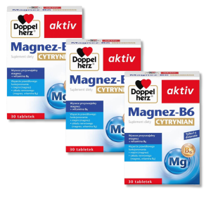 3x Doppelherz® aktiv Magnez-B6 Cytrynian, 3x30 tabletek ZESTAW