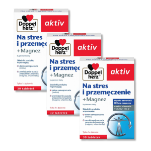 3x Doppelherz® aktiv Na stres i przemęczenie + Magnez, 3x30 tabletek ZESTAW