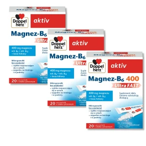 3x Doppelherz® aktiv Magnez-B6 400 UltraFAST, 3x20 saszetek ZESTAW