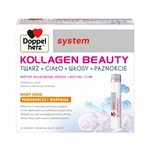 Doppelherz® system KOLLAGEN BEAUTY, NOWY SMAK! Pomarańcza i marakuja, 30 ampułek po 25ml