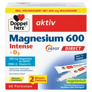 Doppelherz® aktiv Magnez 600 Intense + Witamina D3 Direct, 60 saszetek