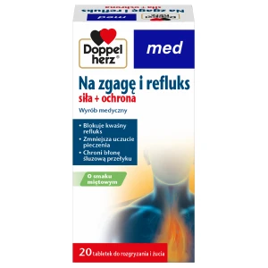 Doppelherz med Na zgagę i refluks siła + ochrona, 20 tabletek do rozgryzania i żucia