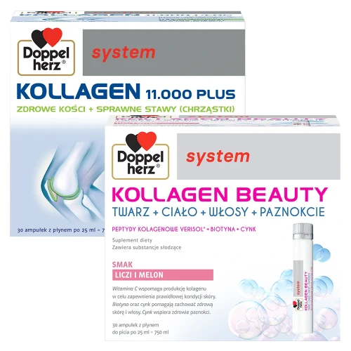 Doppelherz system Kollagen Beauty + Doppelherz system Kollagen 11.000 plus ZESTAW