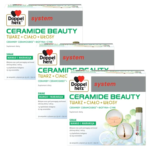 3x Doppelherz® system CERAMIDE BEAUTY, 3x30 ampułek ZESTAW