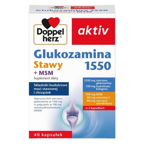 Doppelherz aktiv Glukozamina 1550 Stawy + MSM, 40 kapsułek