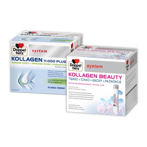 Doppelherz system Kollagen Beauty + Doppelherz system Kollagen 11.000 plus ZESTAW