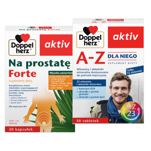Doppelherz aktiv A-Z Dla Niego, 30 tabletek + Doppelherz aktiv Na prostatę Forte, 30 kapsułek
