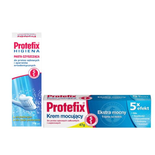 Protefix® Krem mocujący 47 g + Pasta do czyszczenia protez zębowych i aparatów ortodontycznych,75 ml ZESTAW