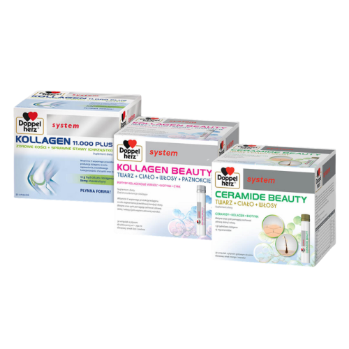 Doppelherz® system KOLLAGEN BEAUTY + KOLLAGEN 11.000 PLUS + CERAMIDE BEAUTY 3x30 ampułek ZESTAW