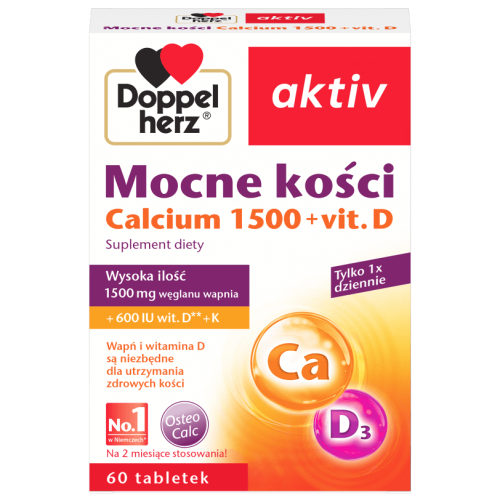 Doppelherz aktiv Mocne kosci Calcium 1500+vit.D, 60 kapsułek