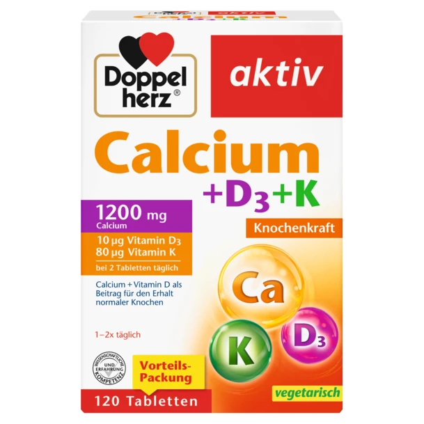 Queisser Pharma Doppelherz® aktiv Wapń + D3 + K, 120 tabletek
