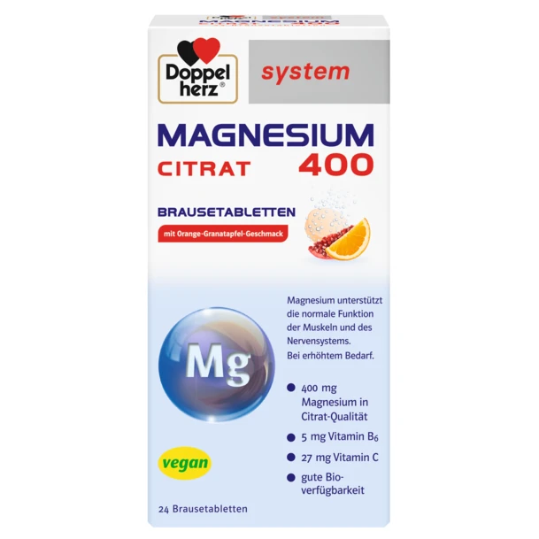 Queisser Pharma Doppelherz® system Cytrynian magnezu 400 tabletki musujące, 24 tabletki