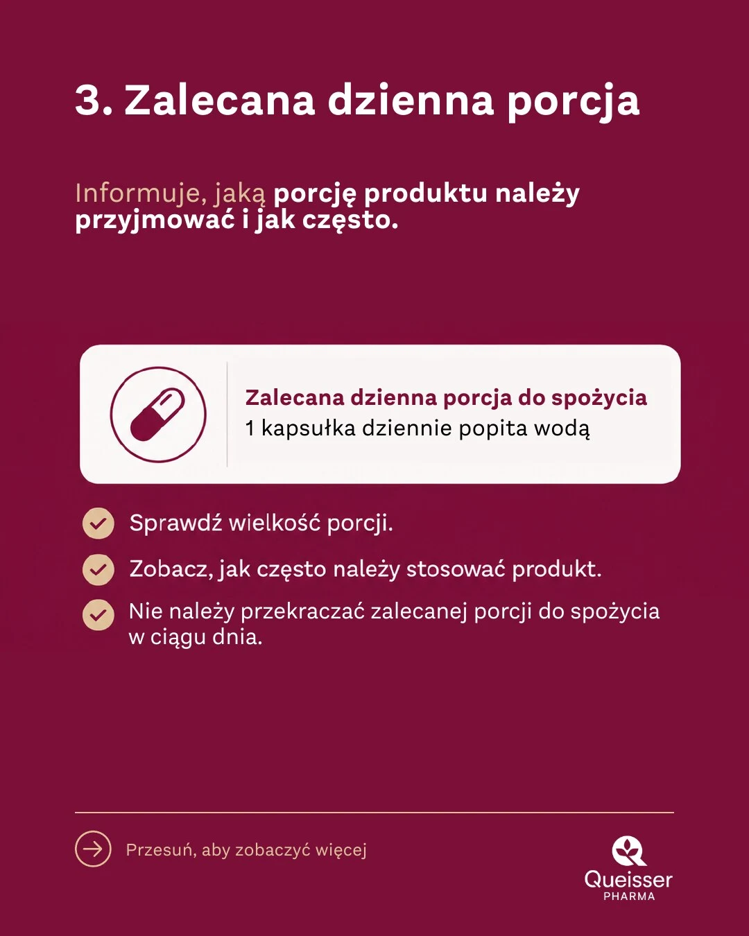 Zalecana dzienna porcja do spożycia na etykiecie suplementu diety