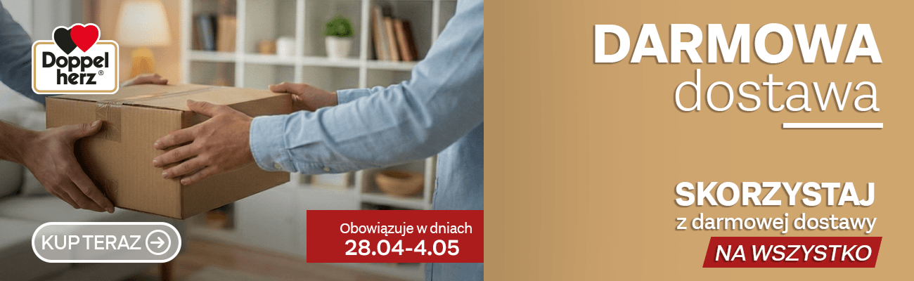 banner prezentujący promocję z okazji majówki - darmowa dostawa na wszystko