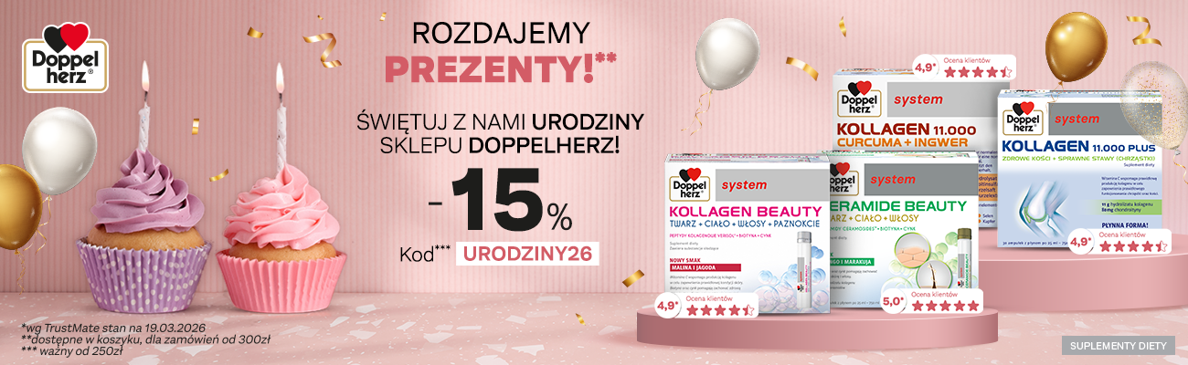 banner prezentujący promocję z okazji urodzin sklepu- zniżka 15%
